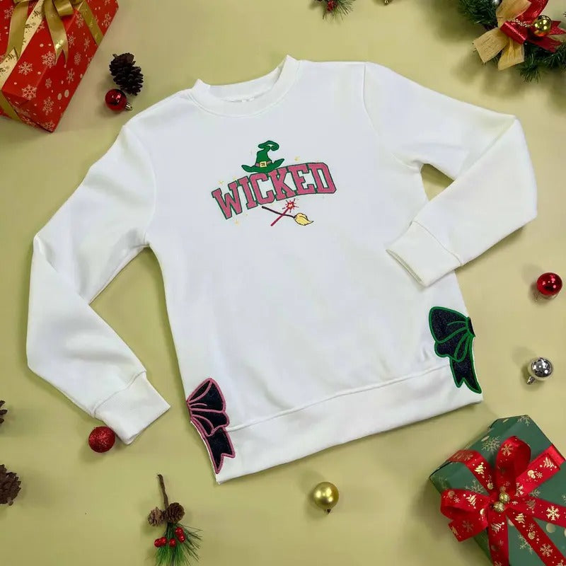 Wicked Changed For Good Side Bow Embroidery Sweatshirt, Wicked Side Bow Embroidery Shirt Hoodie | HypeCrazeTee.com