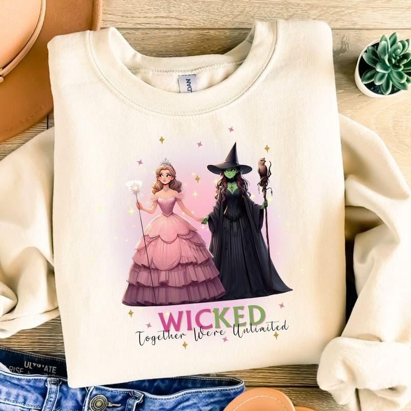 Wicked Musical Sweatshirt, Glinda and Elphaba Together We're Unlimited Design T-Shirts, Hoodie | HypeCrazeTee.com