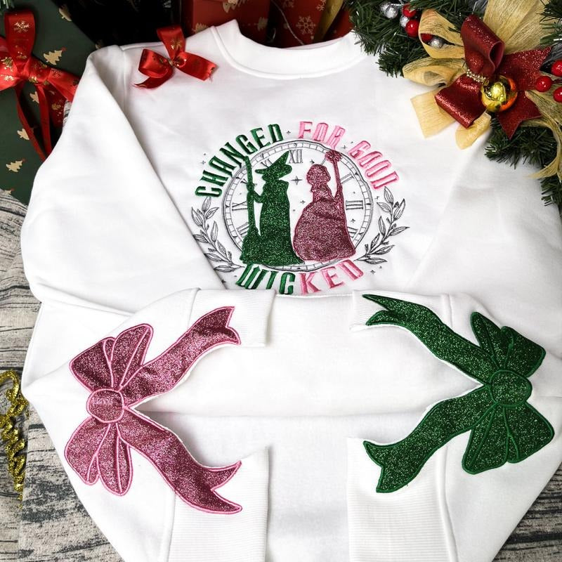 Wicked Sidebow Embroidered Sweatshirt, Changed For Good Trending Embroidered T-Shirt, Christmas Unisex Tee High-Quality...