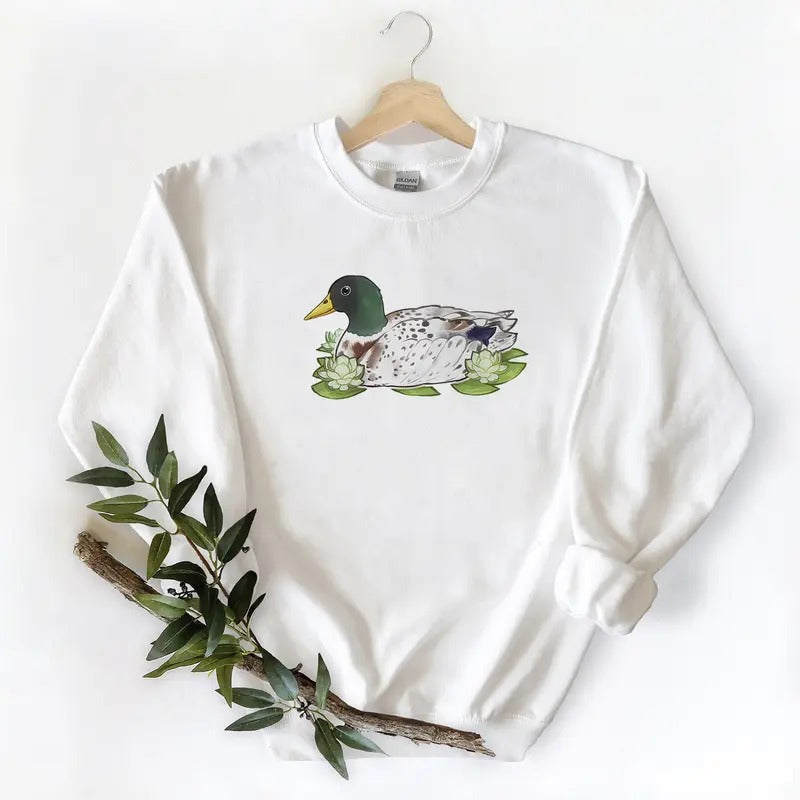 Wild Ducks on Lotus Lake Unisex T-Shirt Sweatshirt Hoodie for Duck Hunters, Husbands and Mallard Duck Lovers - 100% Cotton