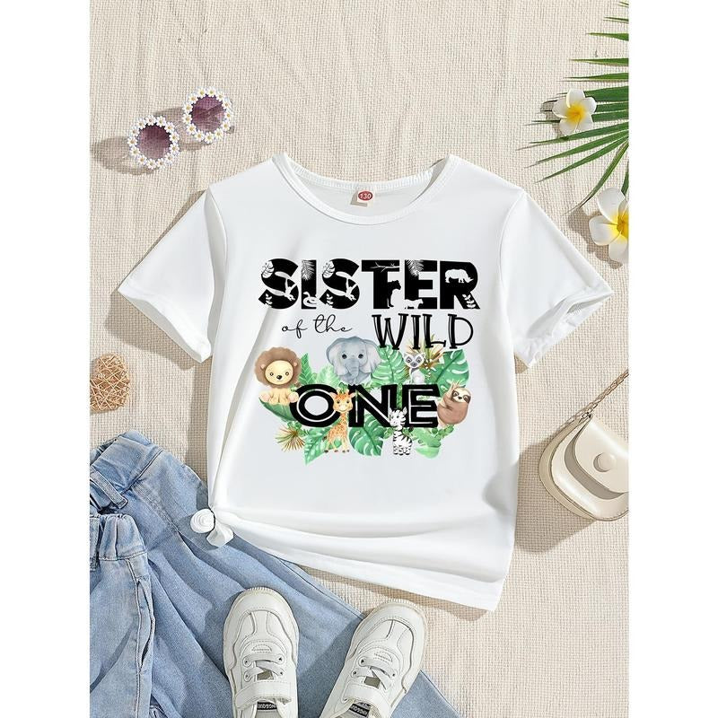 Wild Sister No. 1 Print Fashionable Round Neck Short Sleeve T-Shirt, Casual Pullover Top for Girls, Summer Clothing....
