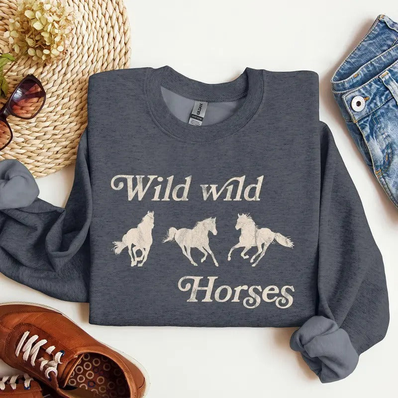 Wild Wild Horses, Country, Western Sweatshirt T-Shirts, Hoodie | HypeCrazeTee.com