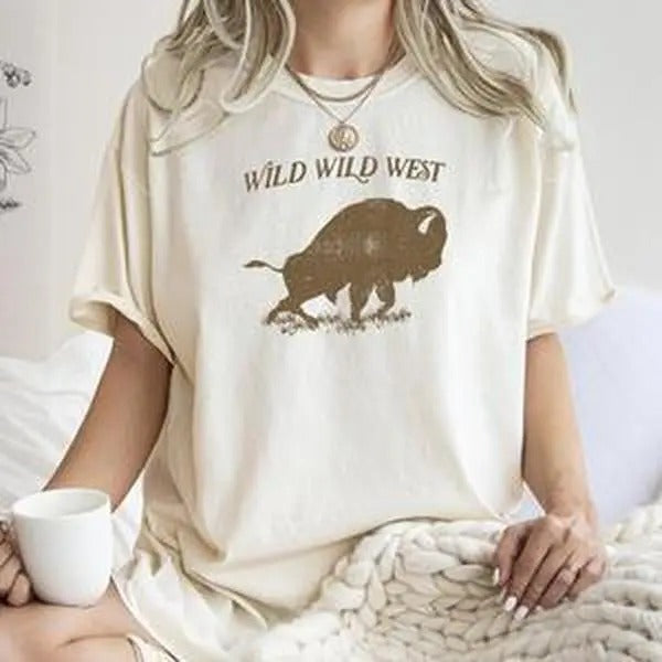 Wild Wild West, Buffalo, Country, Cowboy, Cowgirl, Tshirt, Women's Crew Neck, Crewneck Hoodie, Sweatshirt | HypeCrazeTee.com