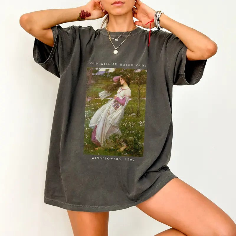 Windflowers John Waterhouse Comfort Colors Light Academia Artsy Gift Famous Painting Shirt Dark Academia Romance...