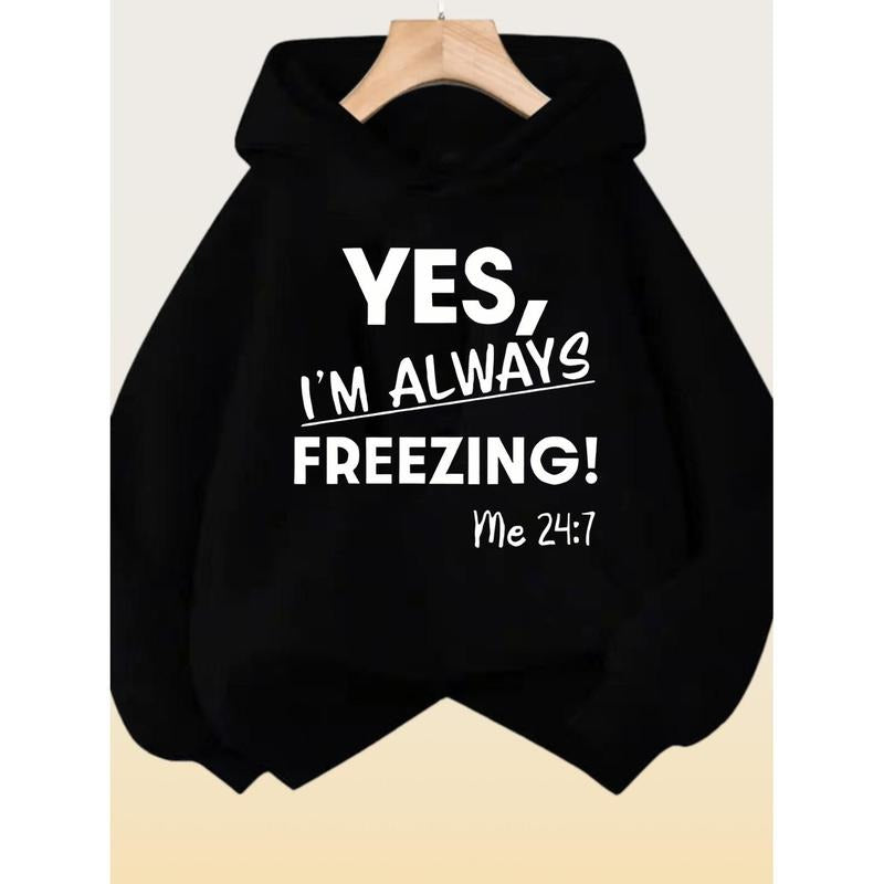 Red Women's Hoodie with "YES, I'M ALWAYS FREEZING!" Graphic & Matthew 24:7 Bible Verse - Cozy Fleece-Lined Winter...