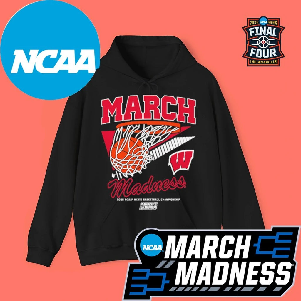 Wisconsin Badgers MBB 2026 NCAA Men’s Basketball Championship March Madness Retro Swish Logo Shirt
