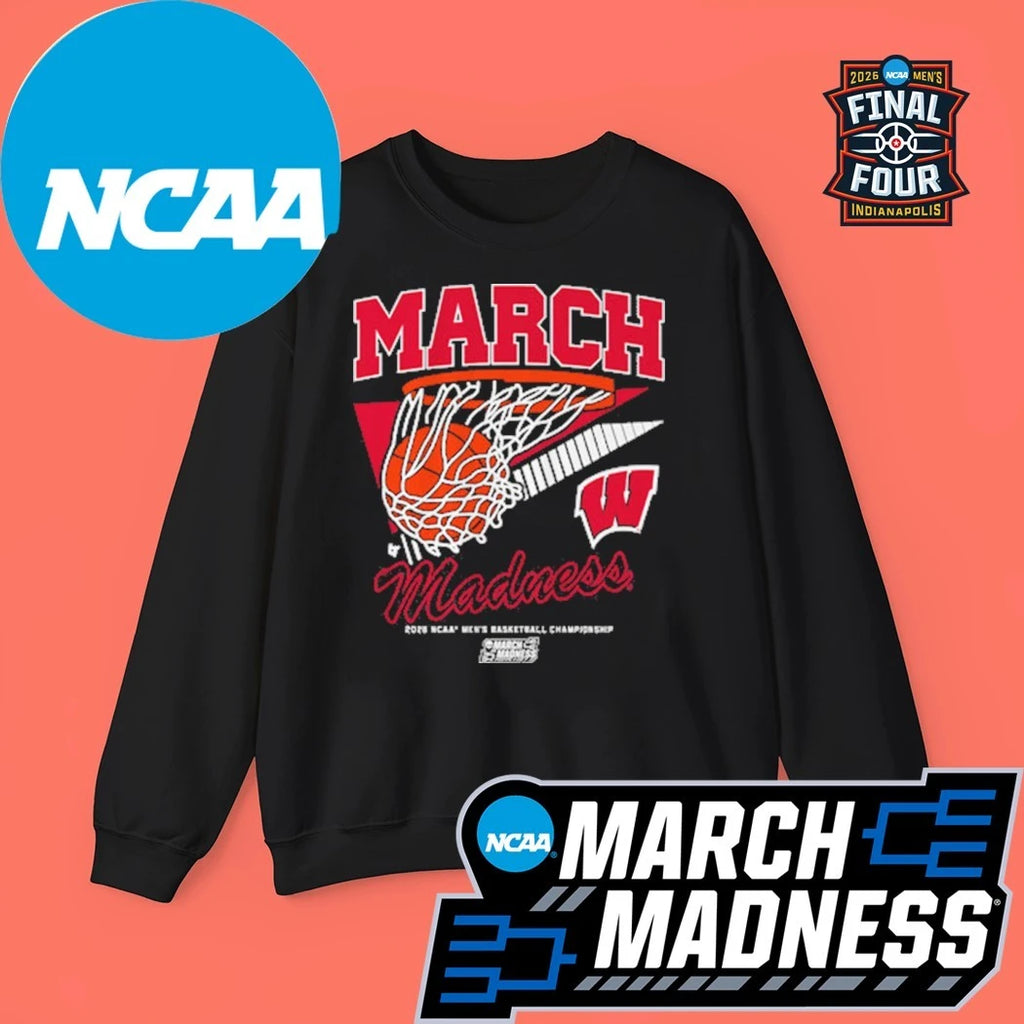 Wisconsin Badgers MBB 2026 NCAA Men’s Basketball Championship March Madness Retro Swish Logo Shirt