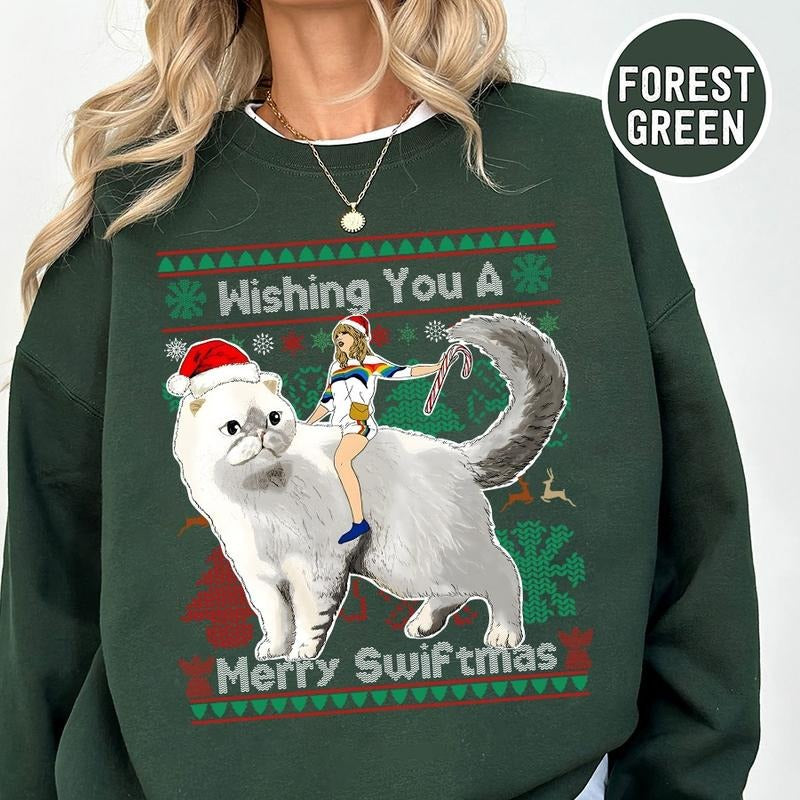 Wish You A Merry Swiftmas Crewneck Sweatshirt, Hoodie, T-shirt | HypeCrazeTee.com