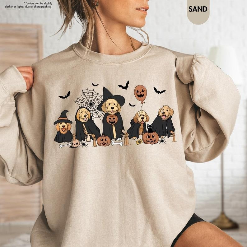Witch Dogs Halloween Sweatshirt, Halloween Dogs Sweatshirt, Ghost Dog Halloween, Dog Owner Halloween Outfit, Halloween...