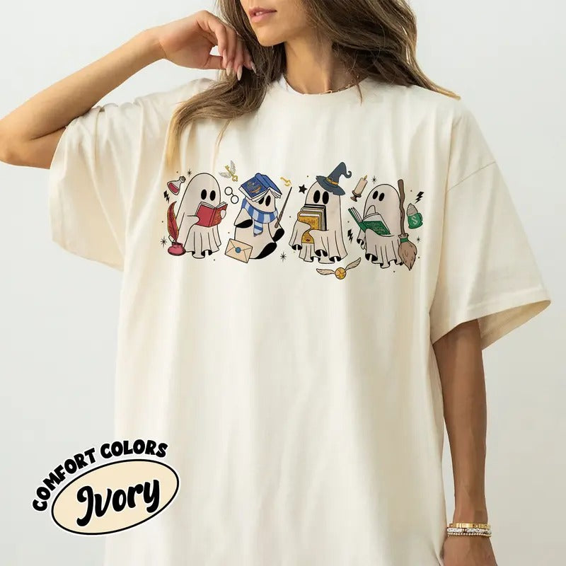 Wizard House Ghost Comfort Colors Shirt, Wizard Ghost TShirt, Halloween Gift For Book Lover, Gift For Potterheads ...