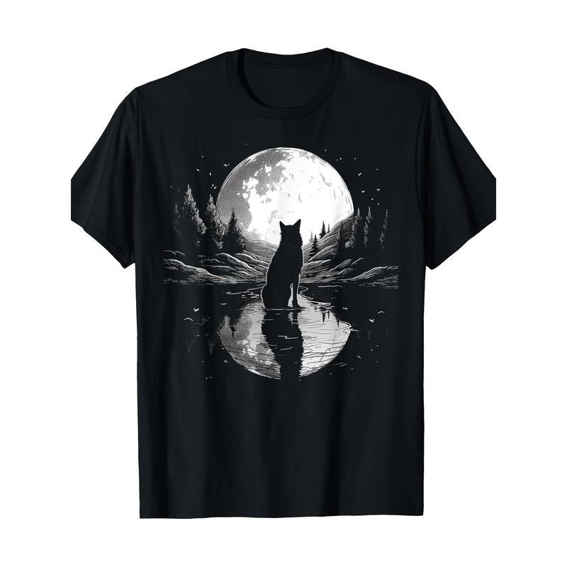 Wolf Looking Moon On River For Lover Wolves Wildlife Animal T-Shirt Made in USA Hoodie, Sweatshirt | HypeCrazeTee.com