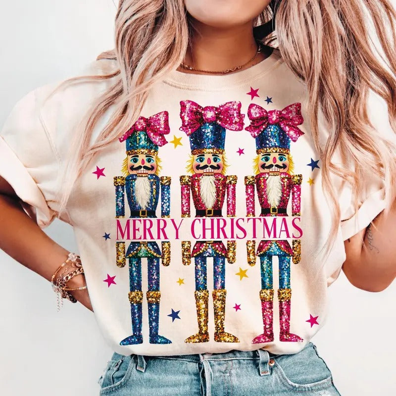 Women Merry Christmas Nutcracker Friends Shirt Cotton Crewneck Hoodie, Sweatshirt | HypeCrazeTee.com