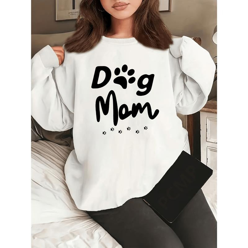 Women'S Plus Size Red "Dog Mom" Graphic Sweatshirt