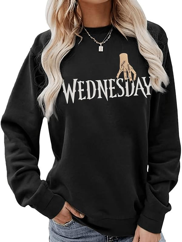 Women'S Wednesday Graphic Sweatshirt - Halloween Movie Inspired Pullover, Soft Everyday Fall Winter Sweater for Women...