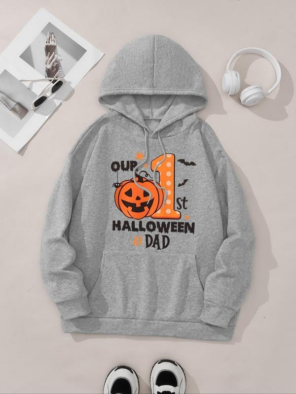 Women's  Cartoon & Letter Print Drawstring Pocket Hoodie, Fashion Casual Drop Shoulder Hooded Sweatshirt for Daily...