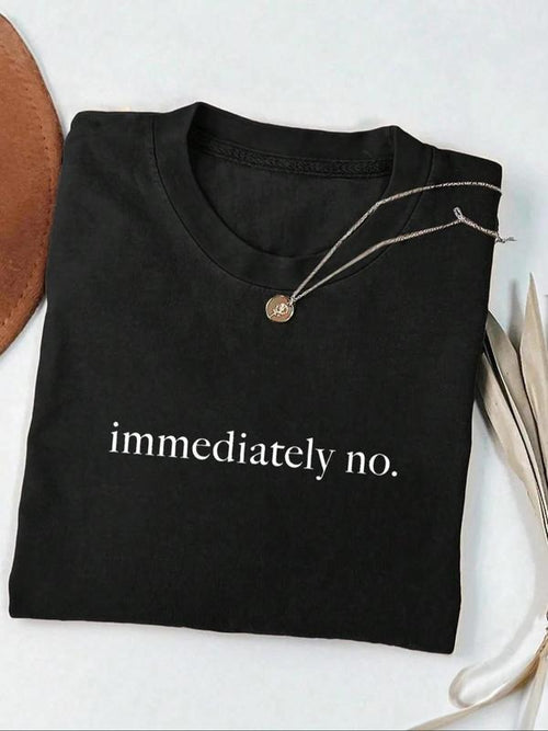 Women's "I'm Not Lazy, I'm Immediately No" Slogan Print Round Neck Tee, Vintage Trendy Casual Short Sleeve T-shirt for...