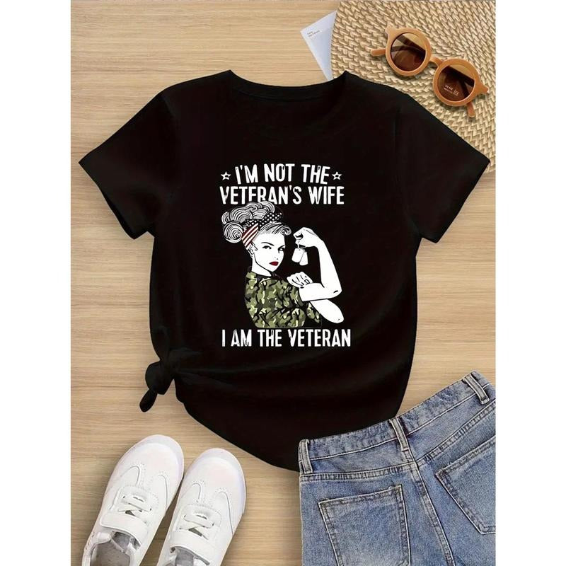 Women's "I'm Not The Veteran's Wife I Am The Veteran" Empowerment Graphic Tee - Patriotic Military Women's T-Shirt with...