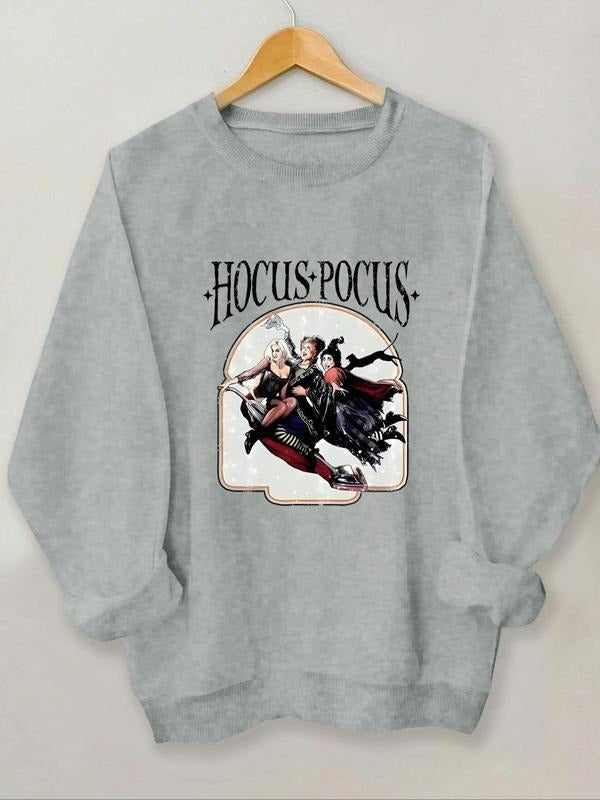 Women's  Letter & Figure Print Drop Shoulder Sweatshirt, Casual Long Sleeve Round Neck Pullover for Daily Wear, Ladies...