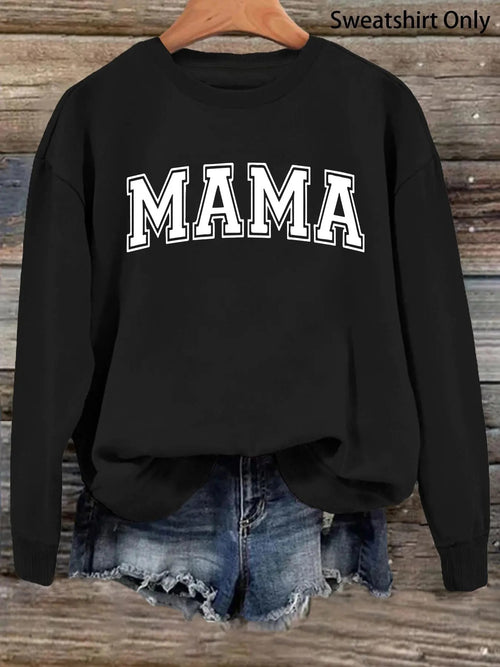 Women's "MAMA" Letter Print Drop Shoulder Sweatshirt, Casual Long Sleeve Round Neck Pullover for Daily Wear, Ladies...