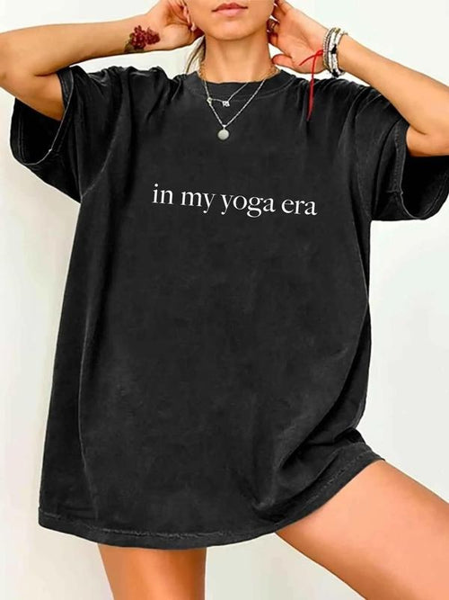 Women's "in My Yoga Era" Print Round Neck Tee, Casual Short Sleeve Crew Neck T-shirt for Summer, Fashion Women's Top for...