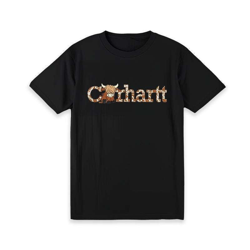 Women's 100% Cotton Highland Cute Cow Print Casual, Women's Christmas 180g Heavy Cotton T-Shirt Golf Gift T-Shirt For Men...