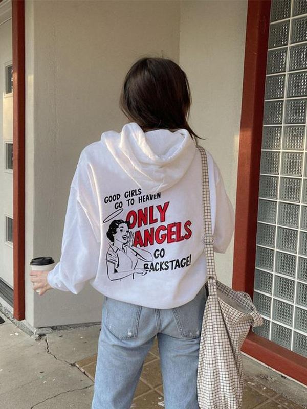 Women's Angel Graphic Hoodie, Fashion Casual Hooded Sweatshirt for Daily Holiday Outdoor Wear, Women Clothing for Fall &...