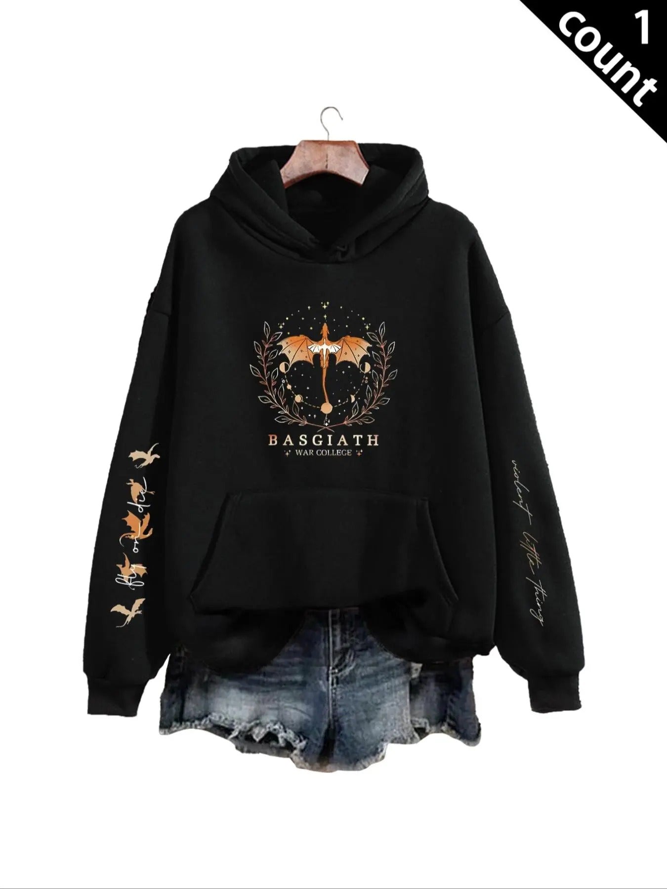 Women's Bat  Print Hoodie, Casual Long Sleeve Hooded Sweatshirt for Fall & Winter, Women's Clothes for Daily Wear T-Shirts
