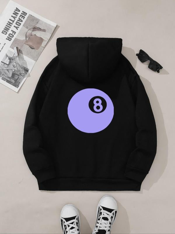 Women's Billiards Print Hoodie, Fashion Casual Hooded Sweatshirt for Daily Holiday Outdoor Wear, Women Clothing for Fall...