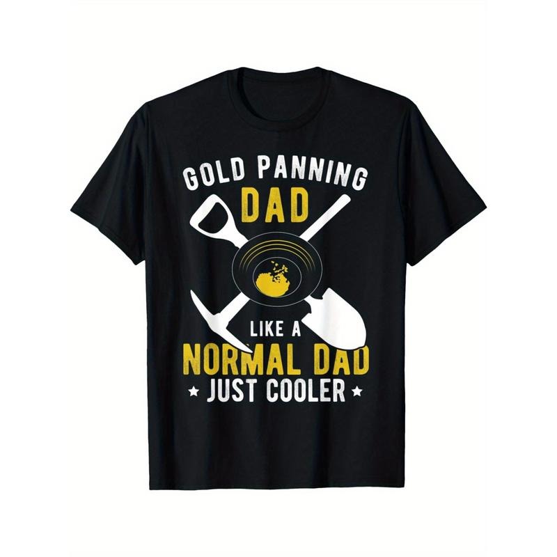 Women's Black Golden Panning Dad Graphic T-Shirt