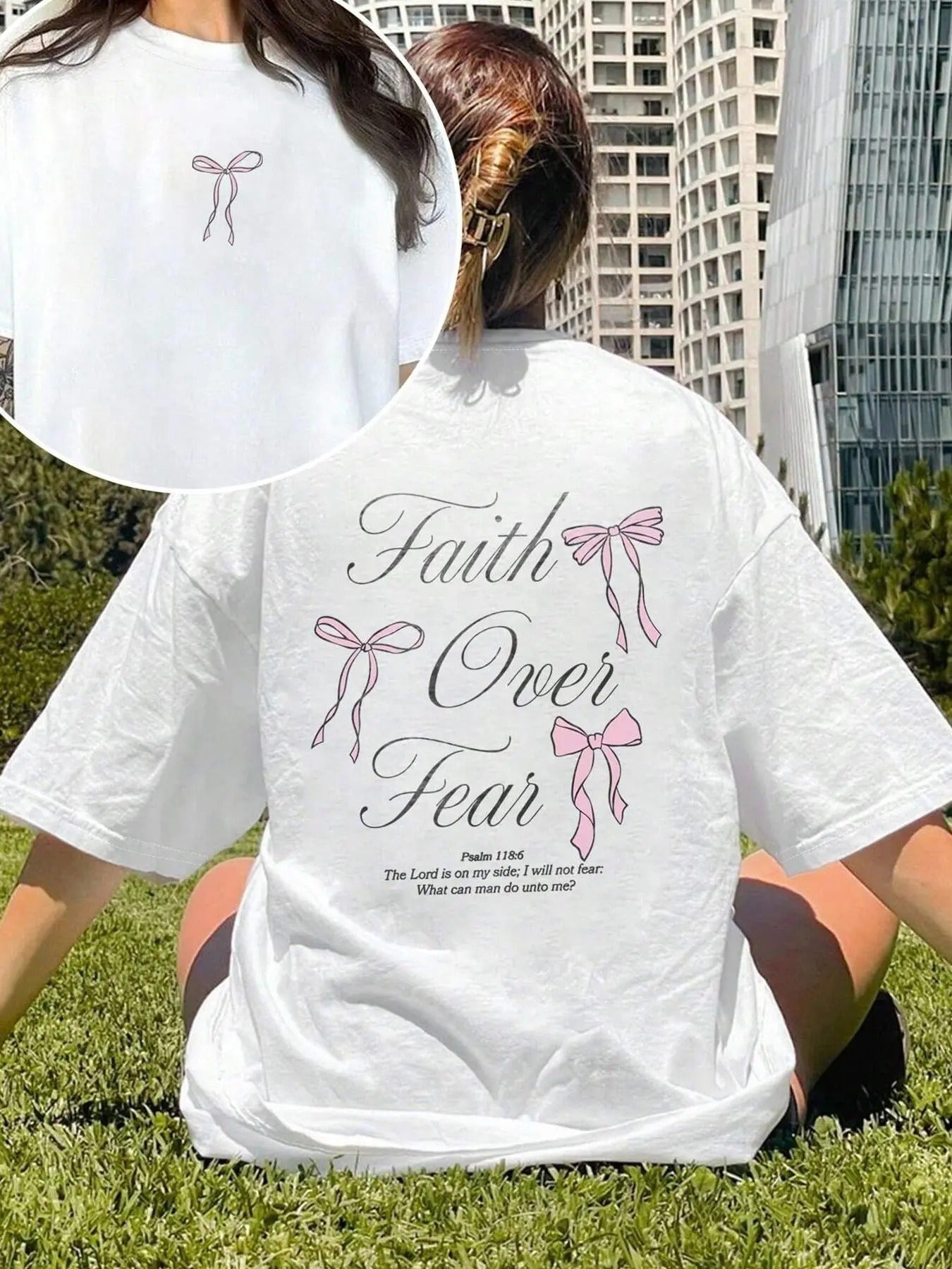 Women's Bow & Letter Print Round Neck Graphic Tee, Casual Short Sleeve T-shirt for Daily Wear, Ladies Summer Hoodie,...