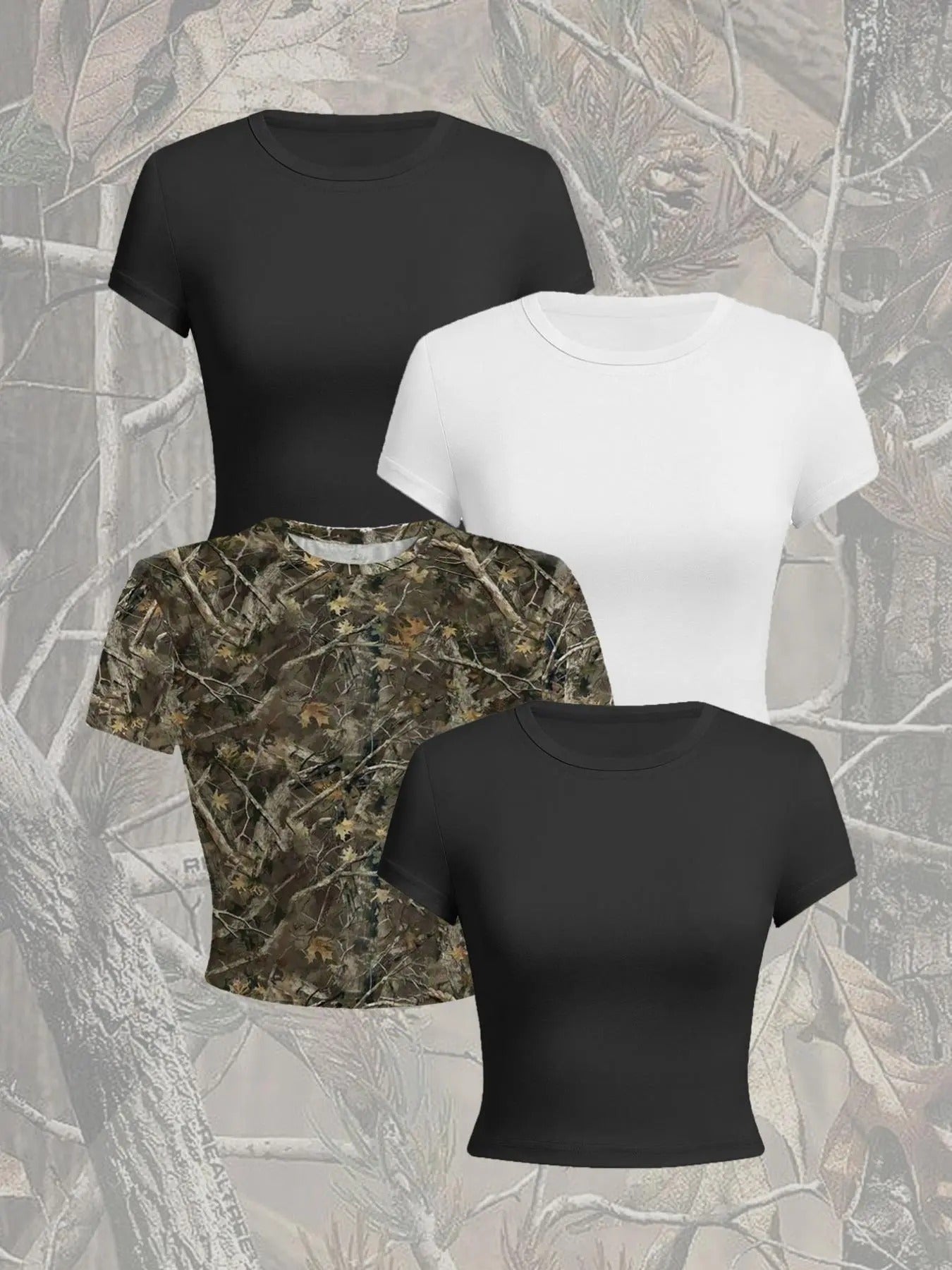 Camo Print Round Neck Casual Short Sleeve Crew Neck Summer Clothes Daily T-Shirts, Hoodie, Sweatshirt
