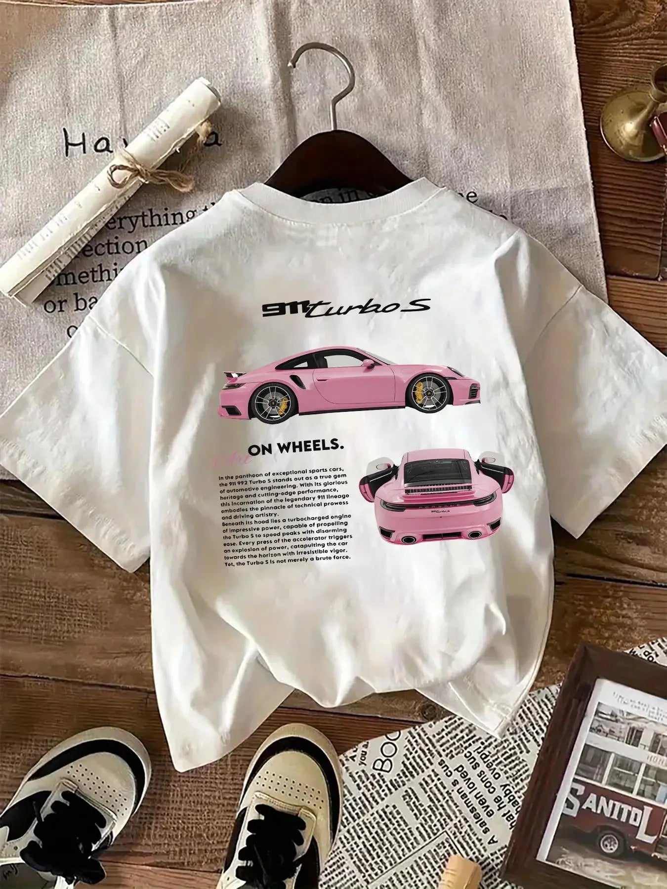 Women's Car & Letter Print Round Neck Tee, Casual Short Sleeve T-shirt for Daily Wear, Ladies Clothes for All Seasons...