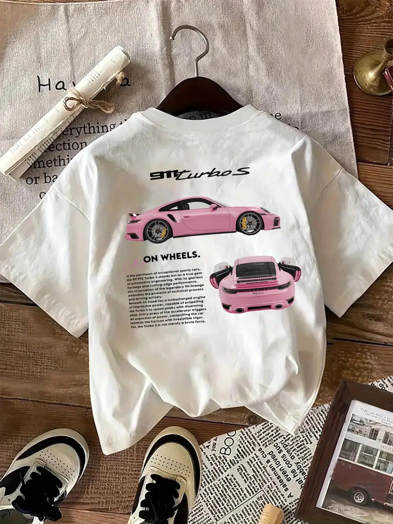 Women's Car Print Round Neck Tee, Casual Short Sleeve T-shirt for Daily Wear, Ladies Clothes for All Seasons Hoodie,...