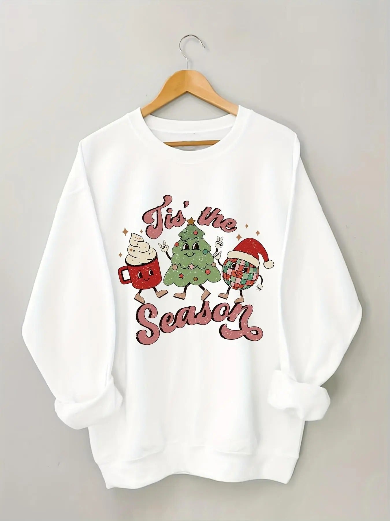 Women's Cartoon  & Letter Print Drop Shoulder Sweatshirt, Casual Long Sleeve Round Neck Pullover for Daily Wear, Ladies...