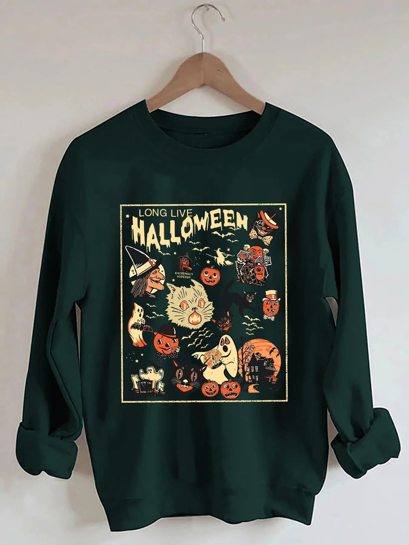 Women's Cartoon & Letter Print Drop Shoulder Sweatshirt, Casual Long Sleeve Round Neck Pullover for Daily Wear, Ladies...