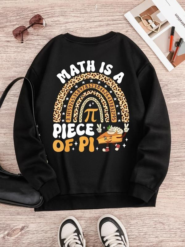 Women's Cartoon & Letter Print Drop Shoulder Sweatshirt, Casual Long Sleeve Round Neck Pullover for Fall & Winter, Ladies...
