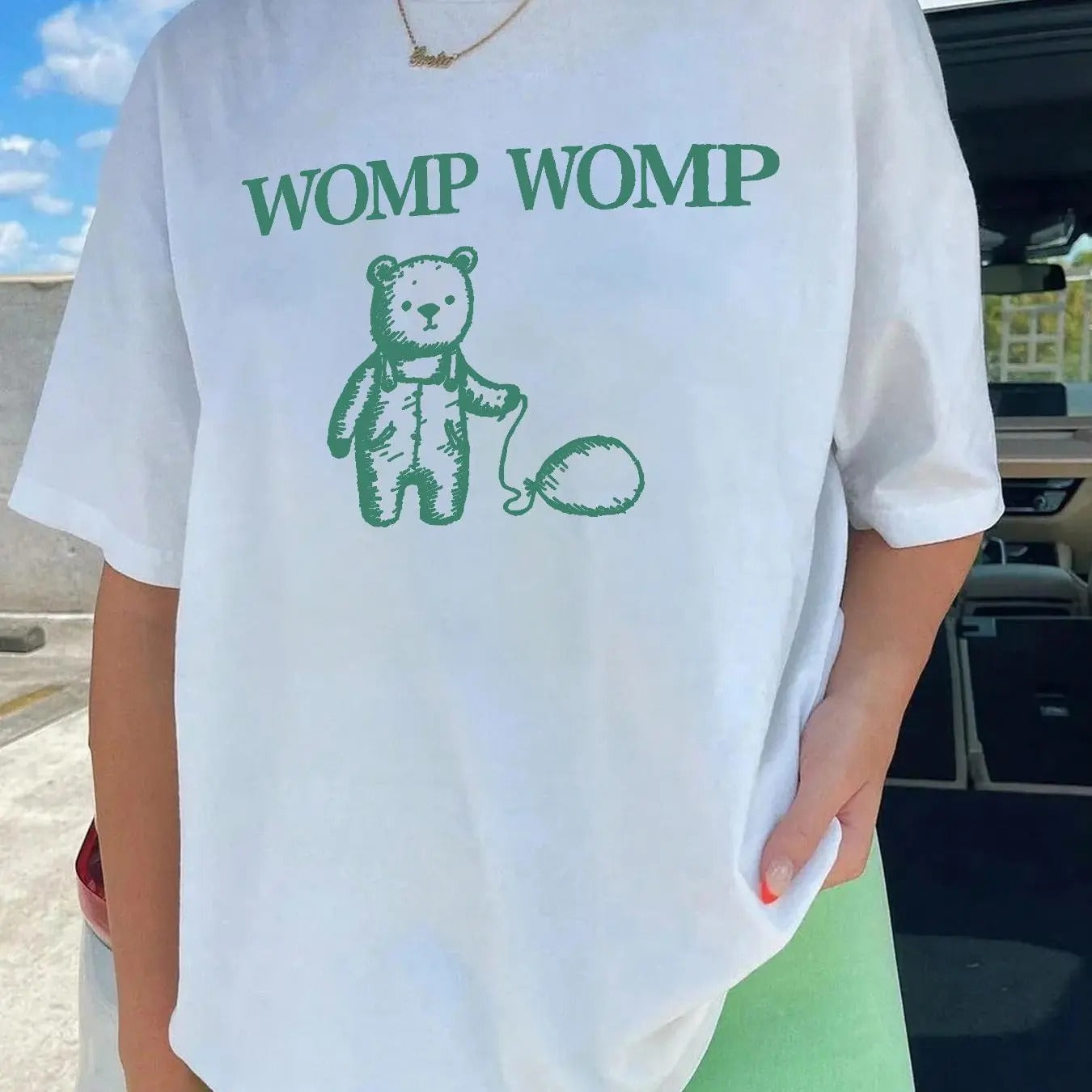 Cartoon Bear & Letter Print Drop Shoulder Casual Half Sleeve Round Neck Daily Clothes All Seasons T-Shirts, Hoodie, Sweatshirt