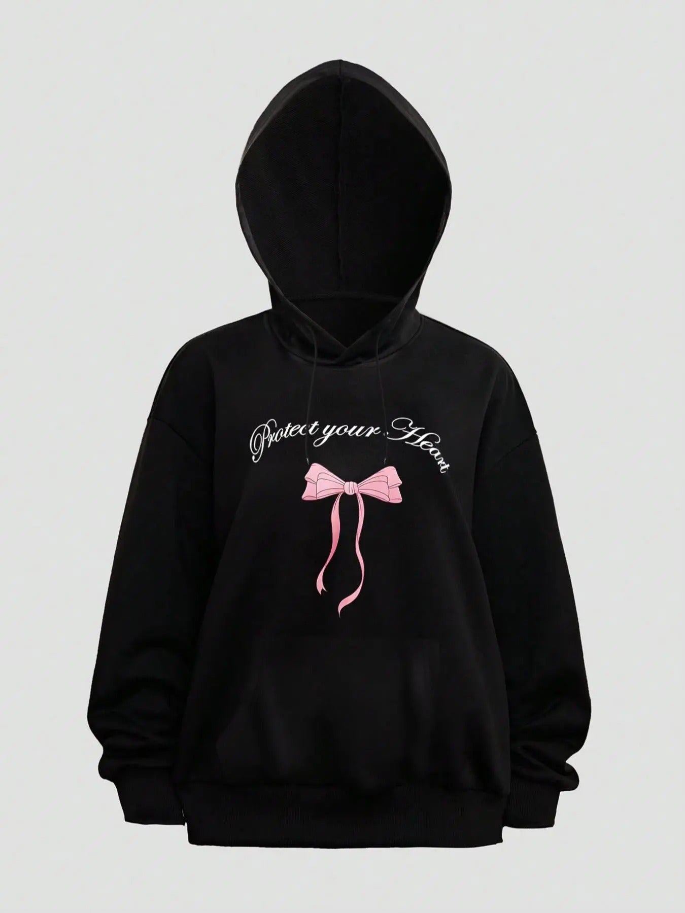 Women's Cartoon Bowknot & Letter Print Hoodie, Fashion Casual Hooded Sweatshirt for Daily Holiday Outdoor Wear, Women...