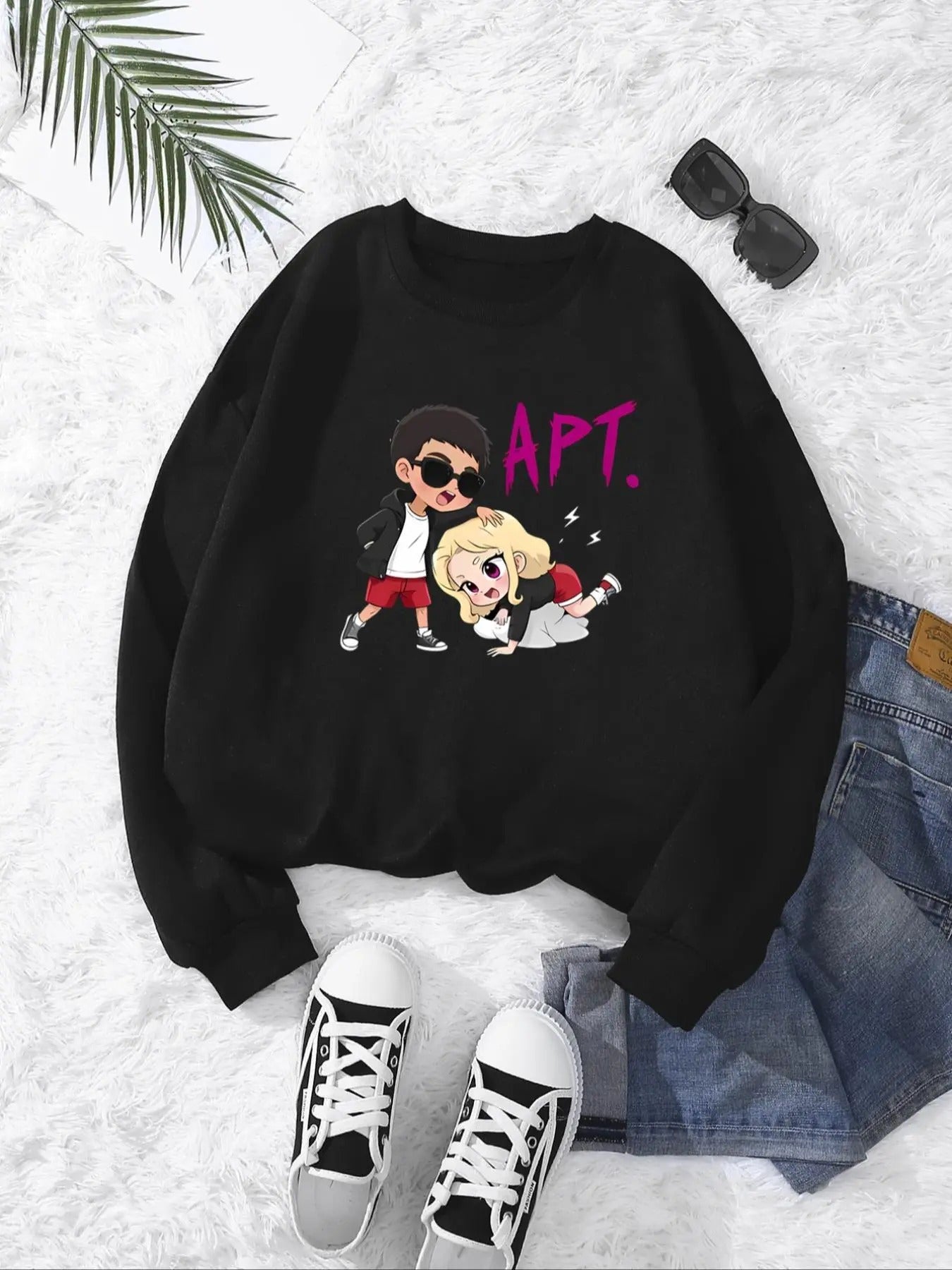 Women's Cartoon Character Print Crew Neck Sweatshirt, Casual Long Sleeve Pullover for Fall & Winter, Women's Clothes for...