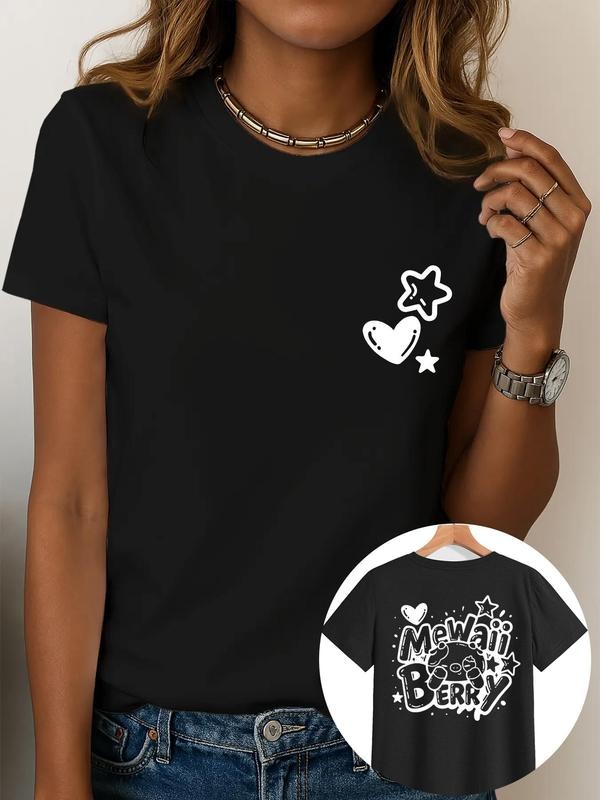 Women's Cartoon Cow Graphic Print Round Neck Tee, Fashion Casual Short Sleeve T-shirt, Ladies Summer Clothes for Daily...