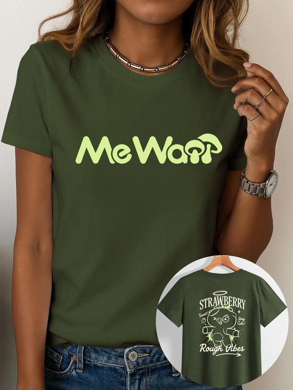 Women's Cartoon Cow Graphic Print Round Neck Tee, Fashion Casual Short Sleeve T-shirt, Ladies Summer Clothes for Daily...