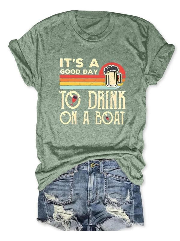 Women's Cartoon Cup & Letter Print Round Neck Tee, Casual Crew Neck Short Sleeve T-Shirt, Ladies All Seasons Outfit...