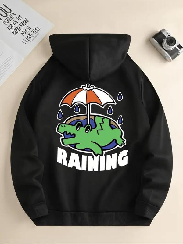 Women's Cartoon Dinosaur & Letter Print Drawstring Hoodie, Fashion Casual Hooded Sweatshirt for Daily Holiday Outdoor...