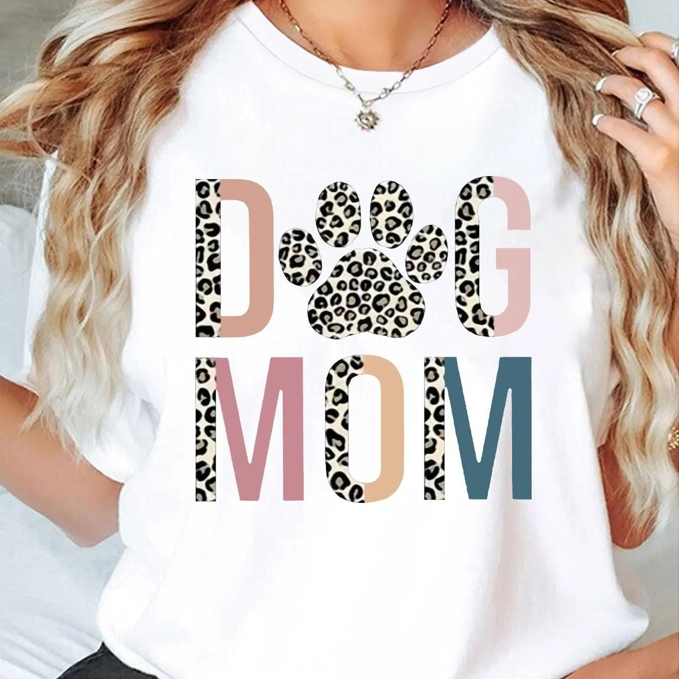 Women's Cartoon Dog Paw & Letter Print Round Neck Tee, Fashion Casual Crew Neck T-Shirt for Daily Holiday Vacation...