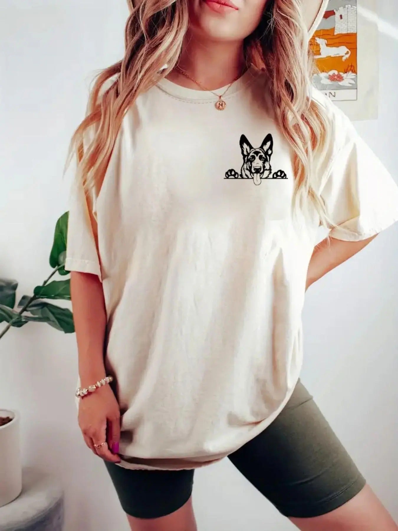 Women's Cartoon Dog Print Tee, Casual Round Neck T-shirt for Summer, Women's Top for Daily Wear Hoodie, Sweatshirt