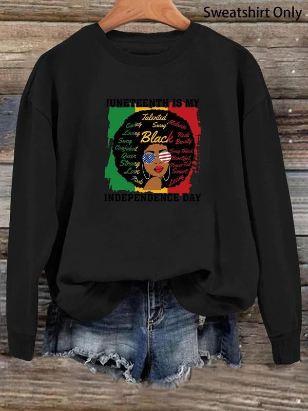 Women's Cartoon Figure & Letter Print Drop Shoulder Sweatshirt, Casual Long Sleeve Round Neck Pullover for Daily Wear,...