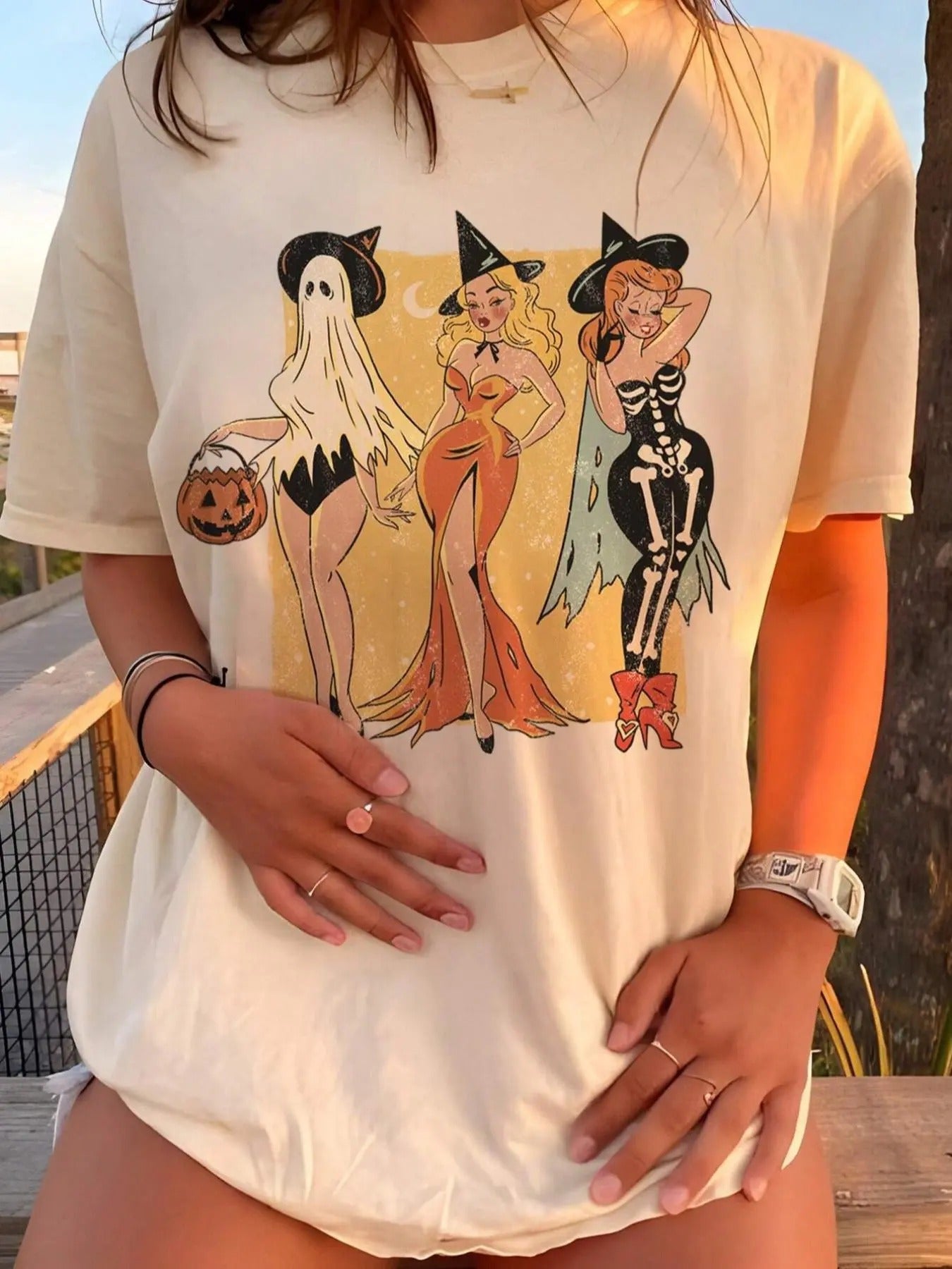 Women's Cartoon Figure Print Round Neck Tee, Fashion Casual Short Sleeve T-shirt, Ladies Summer Clothes for Daily Wear...