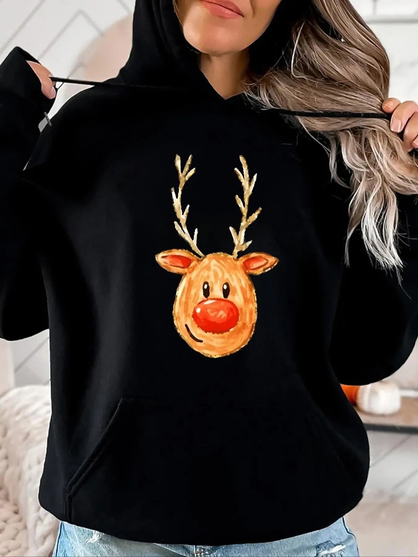 Women's Cartoon Graphic Drawstring Pocket Hoodie, Fashion Casual Drop Shoulder Long Sleeve Hooded Sweatshirt for Daily...