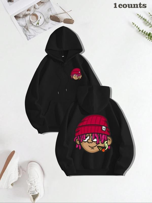 Women's Cartoon Graphic Print Drawstring Pocket Hoodie, Fashion Casual Hooded Sweatshirt for Daily Holiday Outdoor Wear,...
