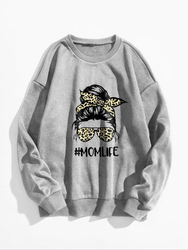Women's Cartoon Graphic Print Round Neck Sweatshirt, Casual Fashion Drop Shoulder Long Sleeve Pullover for Fall & Winter...